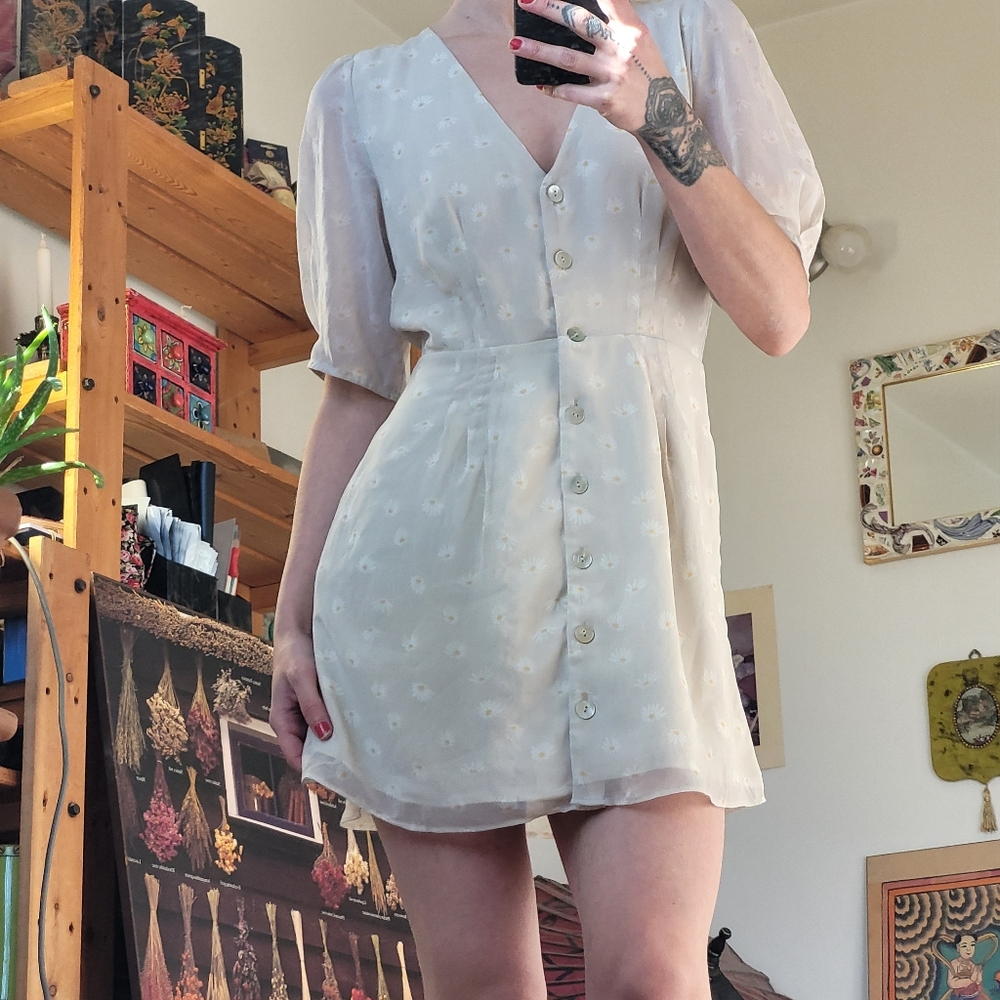 Nwt Aritzia Wilfred Button Front A-line Mini Dress  Stone Orange - Size 4